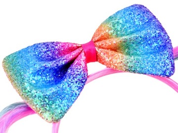 блестящая БЭНД, хвостики, бантик ЕДИНОРОГ