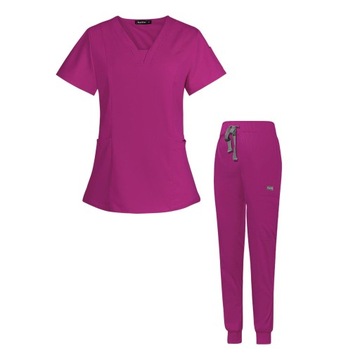 Women Uniform Scrubs Set, Slim Fit V M Black
