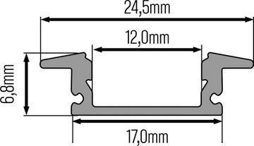PROFIL LED do TAŚMA Czarny + KLOSZ Transparent 1M