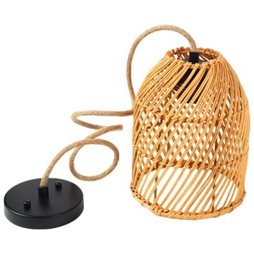 Wiklinowa lampa wisząca z lekkiego rustykalnego abażuru z rattanu
