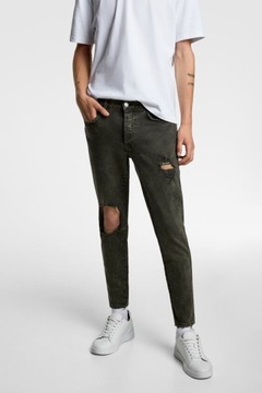 ZARA_SPODNIE JEANS SKINNY FIT Z DZIURAMI