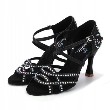 BUTY DO TAŃCA TANECZNE Z CEKINAMI CZARNE 9cm