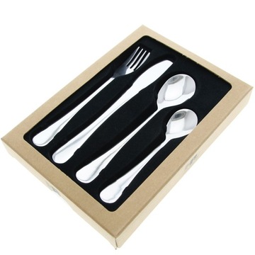 НАБОР СТОЛОВЫХ ПРИБОРОВ ДЛЯ ДЕТЕЙ НАБОР ЛОЖКА СТАЛЬНАЯ ВИЛКА НОЖ ЛОЖКА 4 шт.