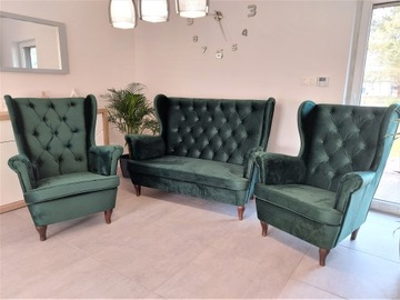 KOMPLET SOFA 3 osobowa + 2 FOTELE USZAK