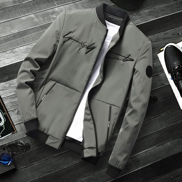 Куртка мужская с воротником-стойкой для отдыха, однотонная, простая, модная