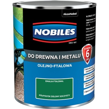 Farba do metalu Nobiles Ftalonal półpołysk 0,7L zielony soczysty