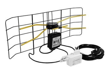 NAJMOCNIEJSZA ANTENA DVB-T2 POKOJOWA MUX8 TV FM 4K W1E ZASILACZ IMPULSOWY