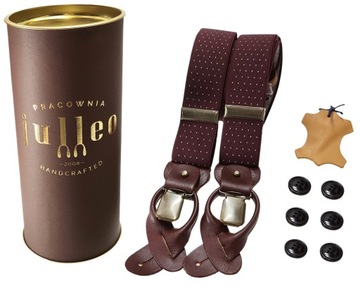 SZELKI do spodni BORDOWE POLKA DOT na guziki 2w1