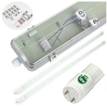 Lampa LED Do Garażu Hermetyczna + Świetlówki 2x120