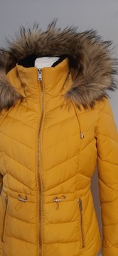 George krótka kurtka zimowa ciemno żółta futerko r S/M
