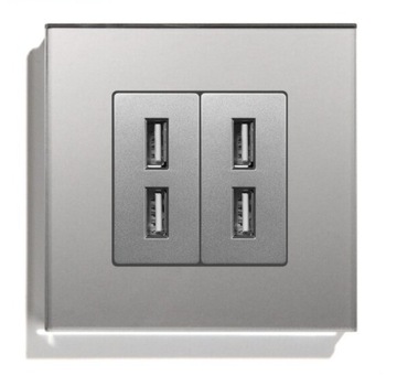 GNIAZDKO SZKLANE POCZWÓRNE USB 2.4A KONTAKT SZKŁO