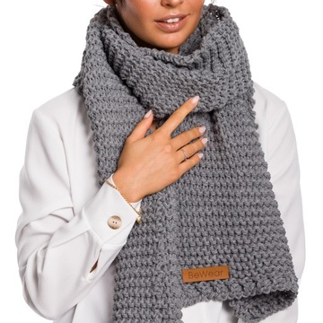 SZALIK SZAL DAMSKI DŁUGI CIEPŁY SZARY