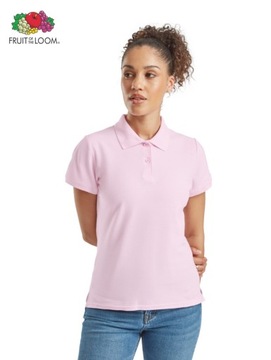 FRUIT OF THE LOOM PREMIUM Koszulka Polo Damska Bez Nadruku JASNY RÓŻ XXL