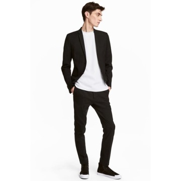 H&M SPODNIE GARNITUROWE SKINNY FIT CZARNE 48