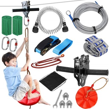 ЗИПЛИН ДЛЯ ДЕТЕЙ ВЕРЕВКА НА МОЛНИИ SOLID GARDEN MEGA SET 120 кг ВЕРЕВКА 6 мм