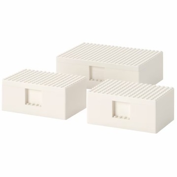 IKEA BYGGLEK LEGO Pudełko z pokrywką 3 sztuki PUDEŁKO NA KLOCKI