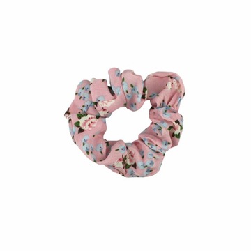 GUMKA DO WŁOSÓW RÓŻOWA W KWIATUSZKI SCRUNCHIE