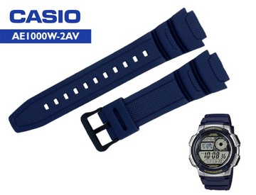 Oryginalny pasek CASIO AE-1000W-2AV gumowy teleskopy GRATIS 18 mm granatowy