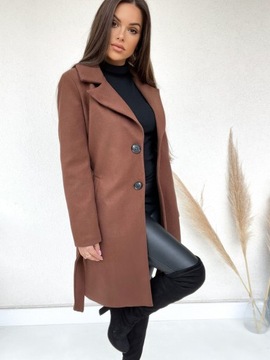 JESIENNO- ZIMOWY PŁASZCZ INGRID CZEKOLADA L