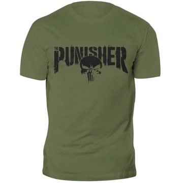 Punisher Czaszka Koszulka Na Siłownię Trening Gym Czacha Khaki Militarna