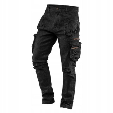 NEO Spodnie robocze 5-kieszeniowe DENIM, czarne, rozmiar XL