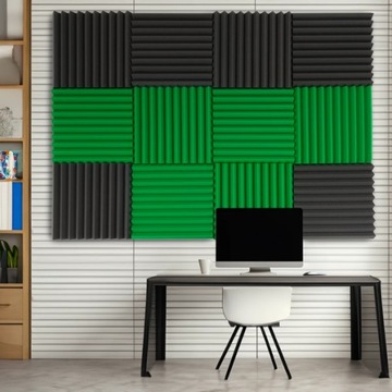 Панель из акустической пены клин зеленого цвета 50х50х5см для гостиной