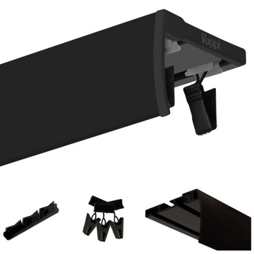 VOPPI SZYNA SUFITOWA PODWÓJNA ALUMINOWA SMALL 380 CM Z OSŁONĄ CZARNA