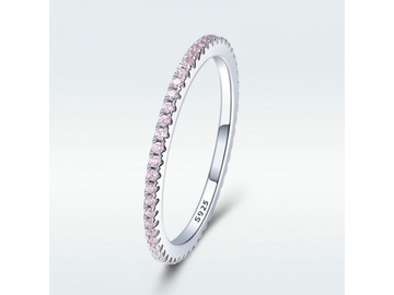 Pierścionek z różowymi cyrkoniami delikatny wykonany ze srebra s925 roz.7