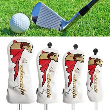 4 шт., чехлы на голову для клюшки для гольфа из искусственной древесины и собаки белого цвета