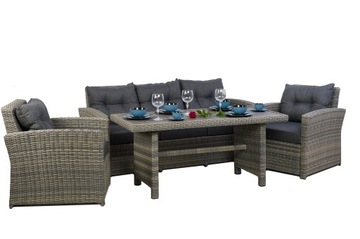 PREMIUM Meble ogrodowe Technorattan 5 osobowe OUTSUNNY WPC