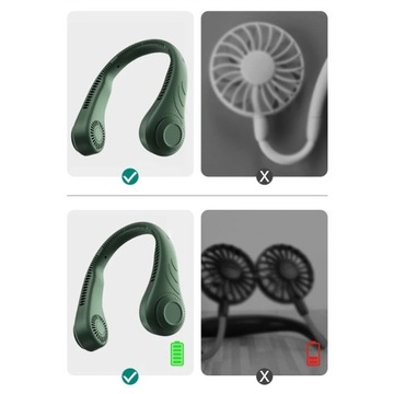 ПОРТАТИВНЫЙ НАШЕЙНЫЙ ВЕНТИЛЯТОР, РЕГУЛИРУЕМЫЙ USB, 1200 МАЧ, ЗЕЛЕНЫЙ