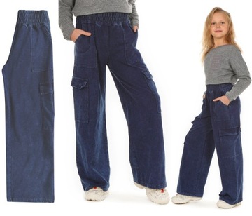 SZEROKIE BOJÓWKI Jeans spodnie WIDE LEG roz.158 Produkcja.PL