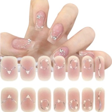 Гелевые наклейки для ногтей, таких как гибридные мраморные обнаженные серебряные стразы