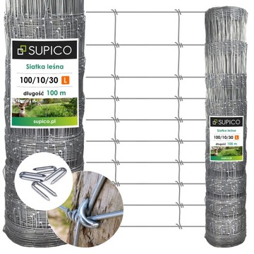 SIATKA LEŚNA 100 cm 100 m OCYNK + SKOBLE 200 szt GRATIS 100/10/30 L