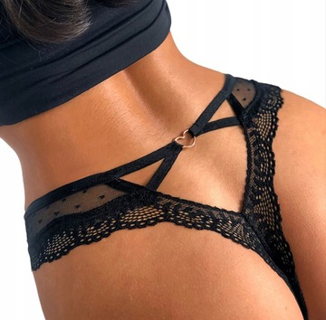 SEXY KORONKOWE STRINGI DAMSKIE Z SERDUSZKIEM XL-XXL