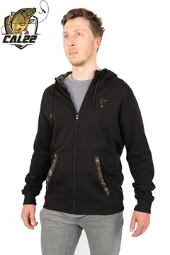 СВИТШОТ ДЛЯ РЫБАЛКИ ЛИСЫ LW ЧЕРНЫЙ/КАМУФЛЯЖНЫЙ ПРИНТ С КАПЮШОНОМ НА МОЛНИИ НА МОЛНИИ XL