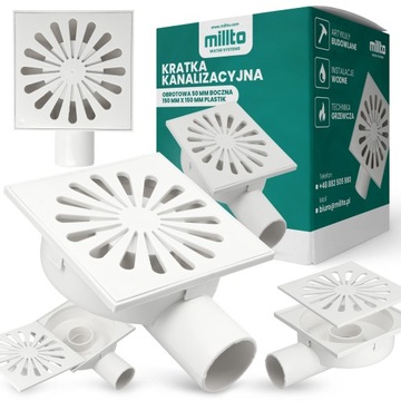 KRATKA ŚCIEKOWA 50 MM 15x15 OBROTOWA KANALIZACYJNA ODPŁYWOWA BOCZNA SYFON
