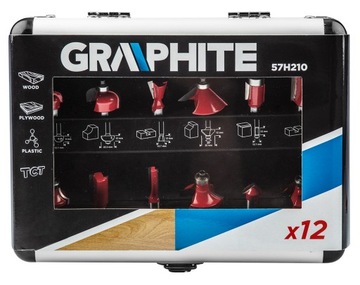 ГРАФИТ Фрезы по дереву, набор 12, 8 мм