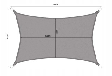 САДОВЫЙ СОЛНЕЧНЫЙ ПАРУС, ВОДОНЕПРОНИЦАЕМЫЙ, 3x2м, СЕРЫЙ