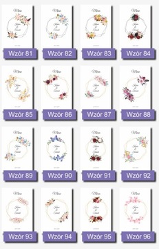 Menu weselne na wesele ślub karta dań posiłków motywy BOHO