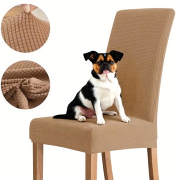 POKROWIEC NA KRZESŁO DO JADALNI SALONU KUCHNI BEŻOWY GRUBY MOCNY ELASTYCZNY