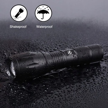 MOCNA LATARKA TAKTYCZNA LED LAMPA AKUMULATOROWA USB SURVIVALOWA PREZENT