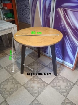 КРУГЛЫЙ СТОЛ 80см крафтовый дуб, черные ножки, 3 ножки