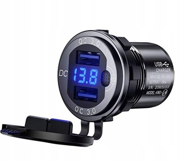 ŁADOWARKA SAMOCHÓD GNIAZDO 2xUSB QC3.0 DC 12V-24V