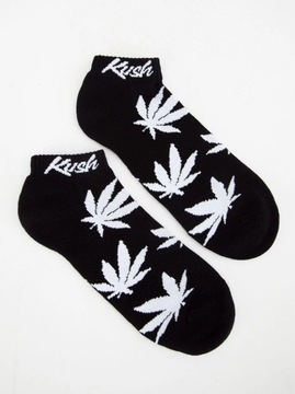 Skarpetki NISKIE MĘSKIE LIŚCIE WEED Kush Leaves Czarne Białe 41-46