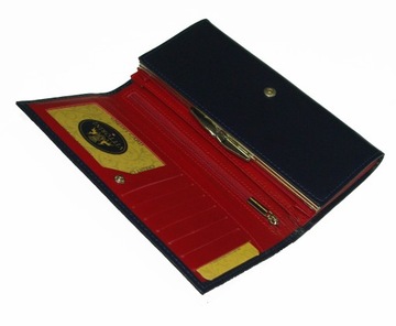 Vittorini damski skórzany portfel granatowy 18,5 x 9,5