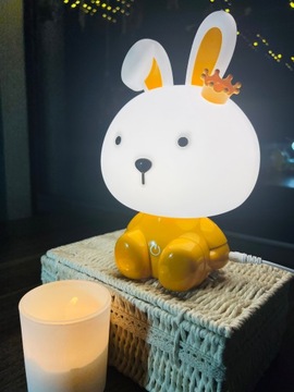 Lampka Nocna Dziecięca Światło Nocne Królik z Koroną Dla Dzieci