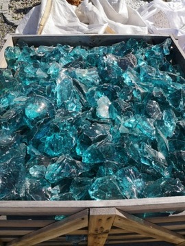SZKŁO DEKORACYJNE TURKUSOWE, LAWA DO GABIONÓW 1kg