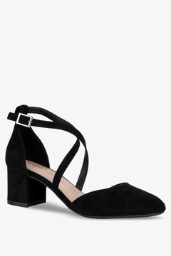 ЧЕРНЫЕ ТУФЛИ НА ВЫСОКОМ КАБЛУКЕ, МОДНЫЕ ПОЛОСКИ, КОЖАНАЯ Стелька, размер 40