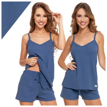 PIŻAMA PRĄŻKOWANA DAMSKA WISKOZOWA NA RAMIĄCZKACH KRÓTKIE SPODENKI MORAJ XL